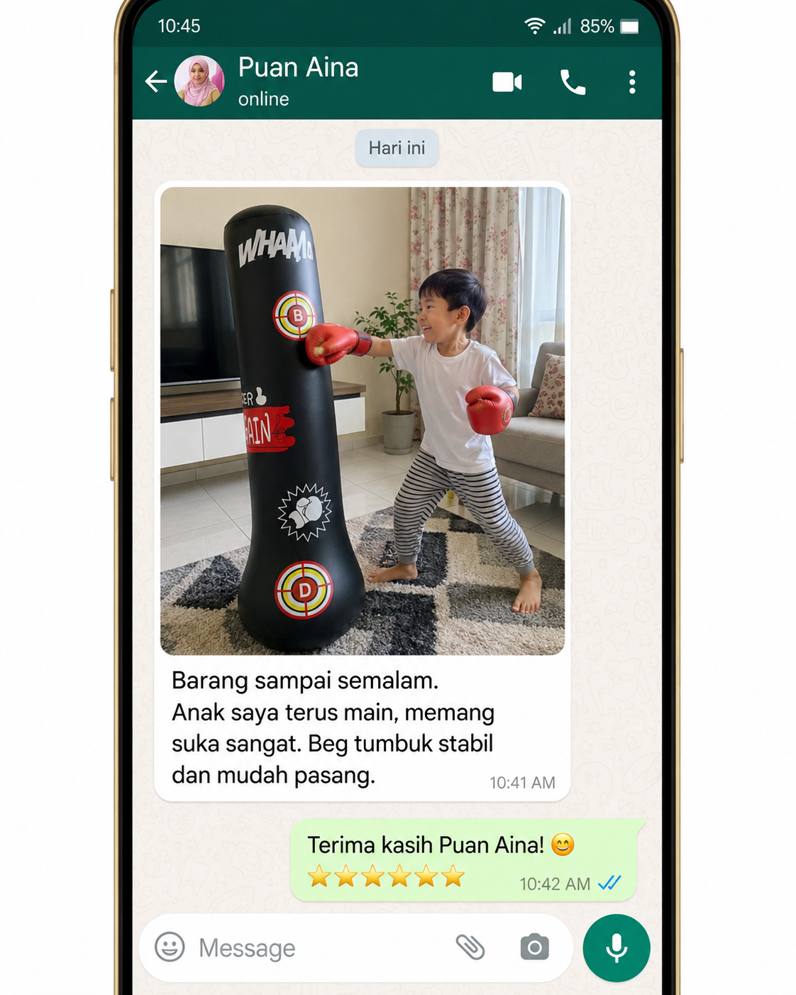 Ulasan pelanggan Beg Tumbuk Kanak-Kanak 1