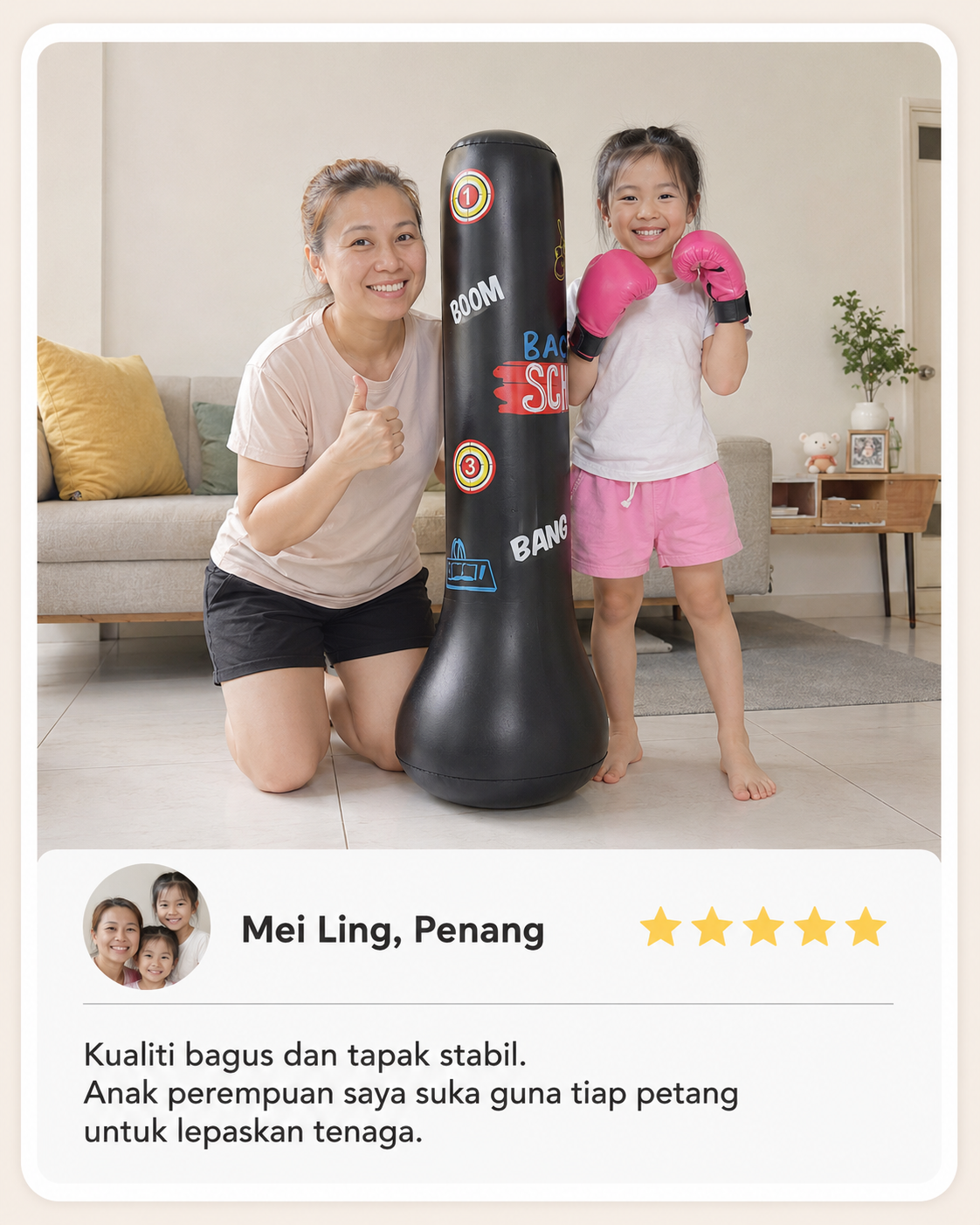 Ulasan pelanggan Beg Tumbuk Kanak-Kanak 4