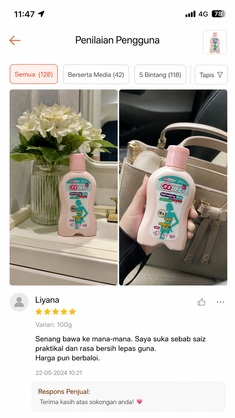 Ulasan pengguna Refreshing Wash 8
