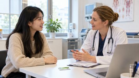 Du học sinh trao đổi với bác sĩ tại phòng khám ở Đức