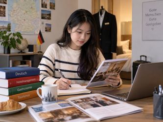 Học viên chuẩn bị hồ sơ, học tiếng Đức B1 và tìm hiểu ngành nhà hàng khách sạn tại Đức