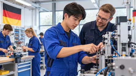Học viên Ausbildung thực hành trong xưởng kỹ thuật tại Đức