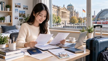 Sinh viên quốc tế làm việc nhóm và tự học trong môi trường đại học tại Đức