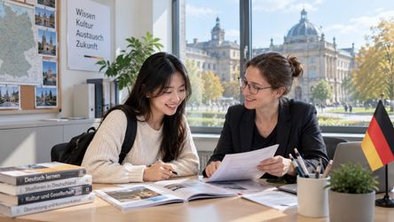 Sinh viên trao đổi với cố vấn về lộ trình học tiếng Đức và du học tại Đức