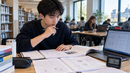 Thí sinh làm bài kiểm tra tư duy logic, hình học và chuỗi số trên máy tính trong phòng thi