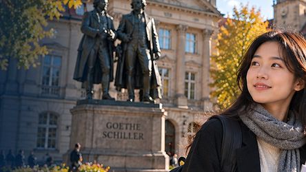 Không gian văn hóa Weimar với tượng Goethe–Schiller, kiến trúc cổ điển và dấu ấn Bauhaus