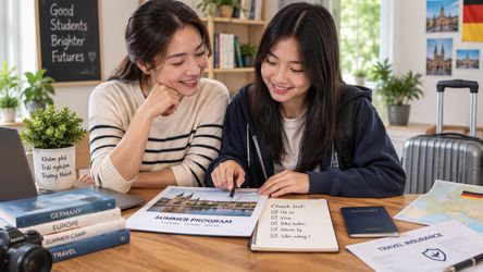Phụ huynh và học sinh chuẩn bị hồ sơ, bảo hiểm và kế hoạch cho chuyến trại hè Đức