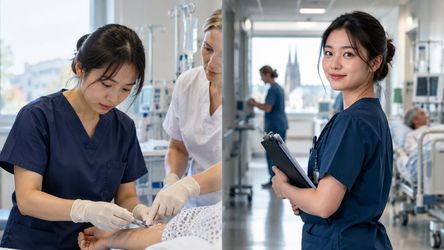 Điều dưỡng viên làm việc trong môi trường bệnh viện sau khi hoàn thành công nhận nghề tại Đức
