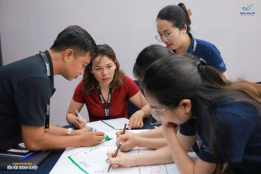 Nhóm người tham dự cùng làm bài thực hành