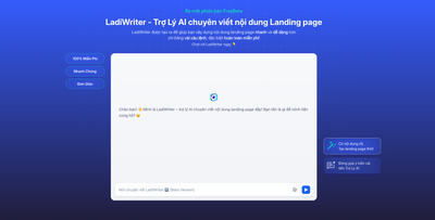 Chính Thức Ra Mắt LadiWriter - Trợ Lý AI Chuyên Viết Nội Dung Landing Page (Phiên Bản Beta Đầu Tiên)