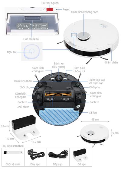 Robot hút bụi lau nhà Ecovacs Deebot N10 DBX41