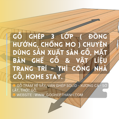 Gỗ Ghép 3 Lớp ( Đồng Hướng, Chống Mo ) Chuyên Dùng Sản Xuất Sàn Gỗ, Mặt Bàn Ghế Gỗ & Vật Liệu Trang Trí - Thi Công Nhà Gỗ, Home Stay.