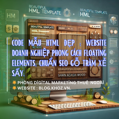 Code Mẫu Html Đẹp : Website Doanh Nghiệp Phong Cách Floating Elements, Chuẩn Seo Gỗ Tràm Xẻ Sấy.