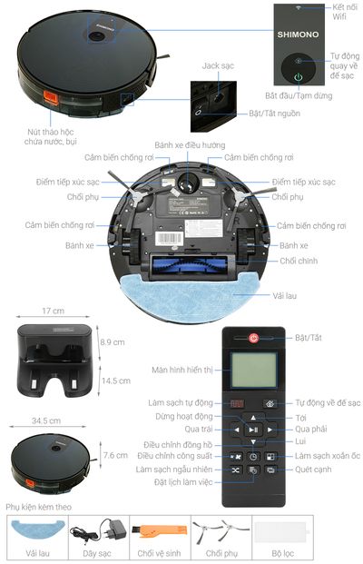 Robot hút bụi lau nhà Shimono X6S