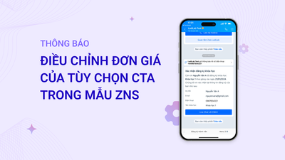 Thông báo: Điều chỉnh đơn giá của tùy chọn CTA trong mẫu ZNS