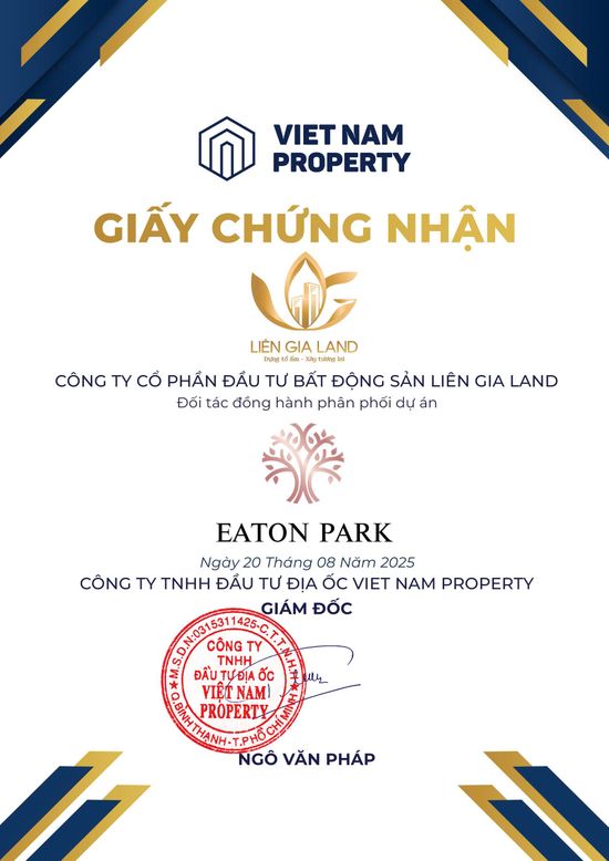 Chứng nhận Đại lý Eaton Park - Liên Gia Land