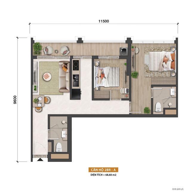 Layout 2 Phòng Ngủ Blanca City