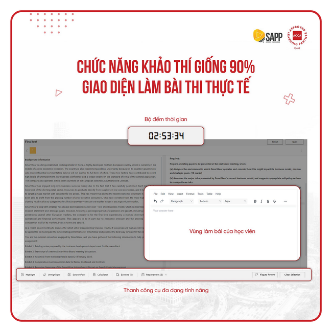 Mock Test giống 90% giao diện thi máy ACCA