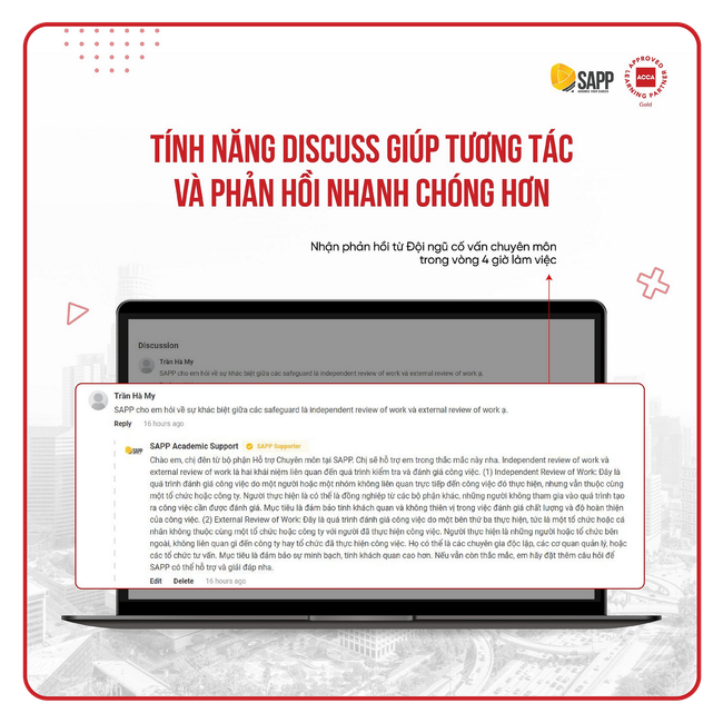 Discuss: cố vấn chuyên môn phản hồi trong 4 giờ làm việc
