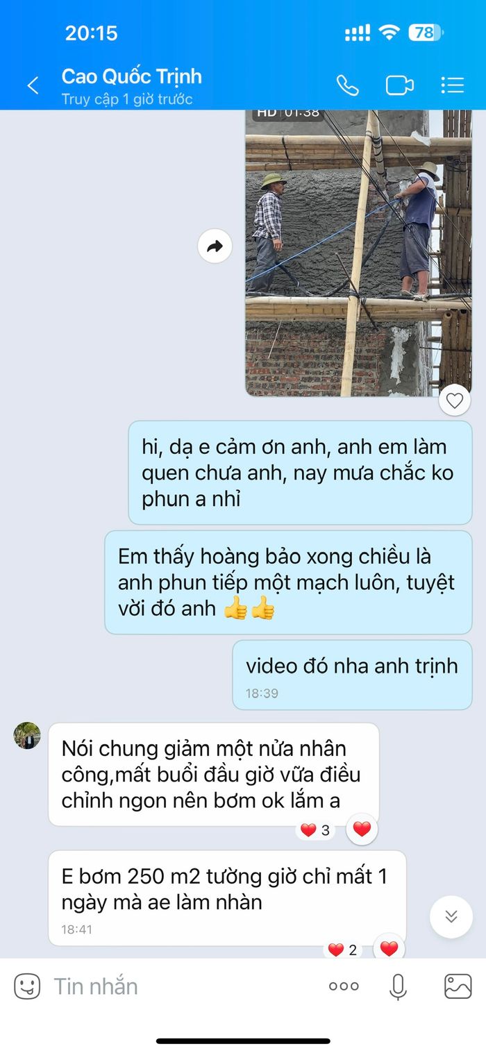 Phản hồi khách hàng máy phun vữa tại Nam Định