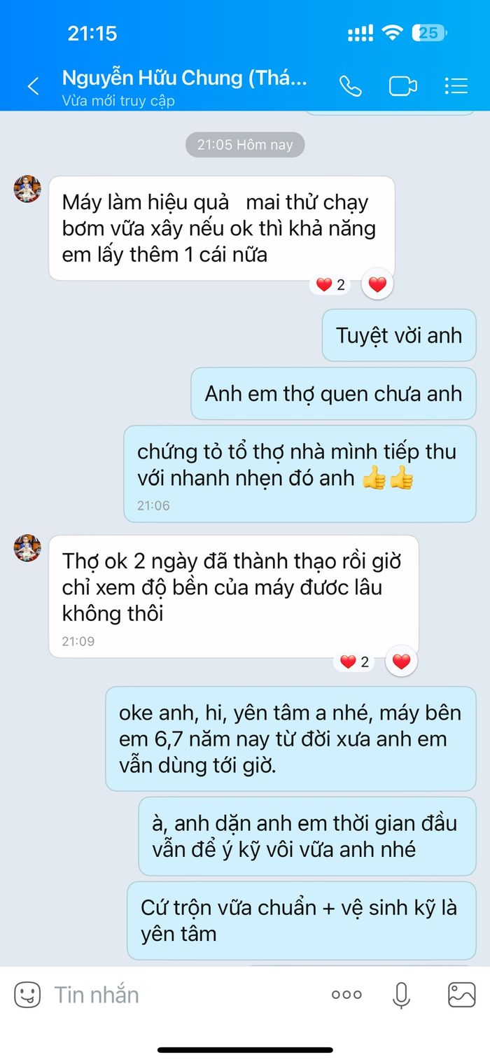 Phản hồi khách hàng máy phun vữa tại Thái Nguyên