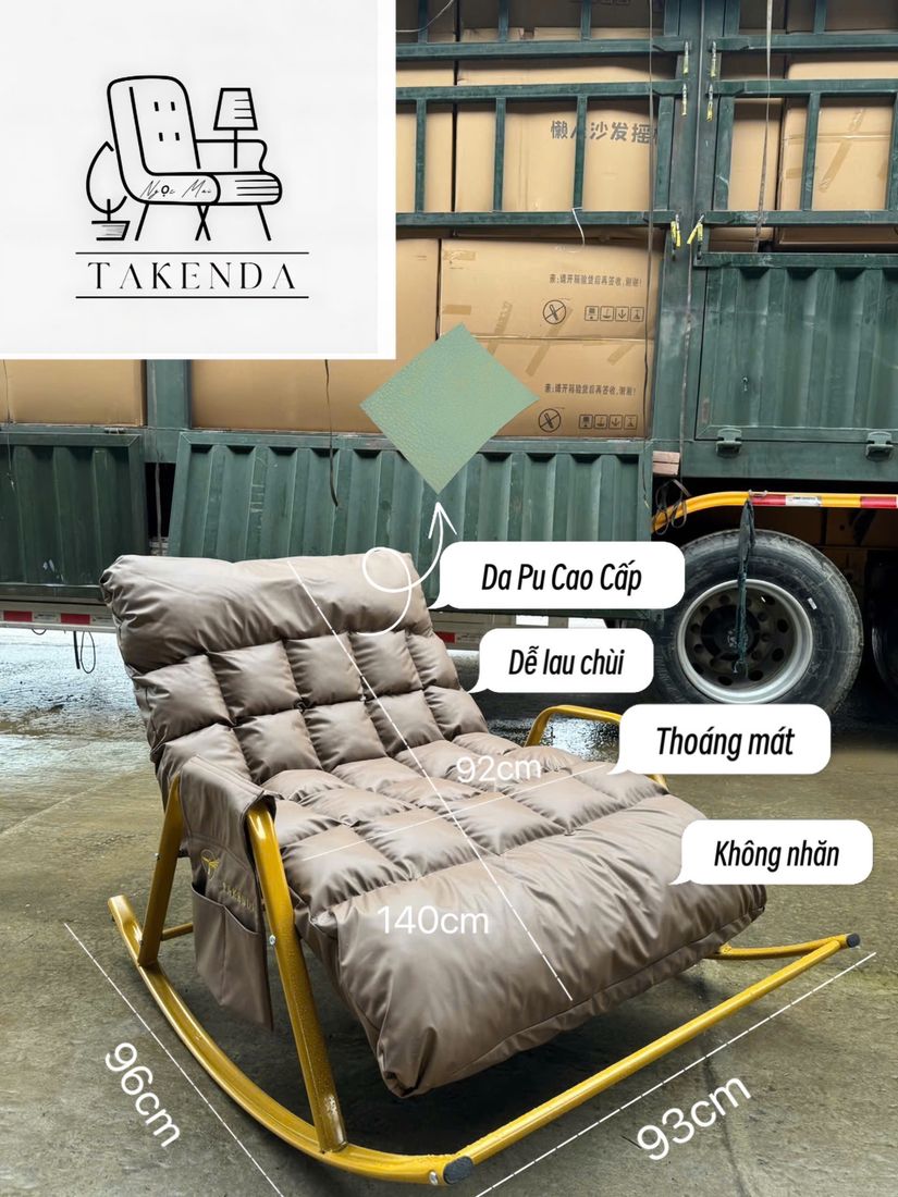 Ghế bập bênh màu nâu - kích thước