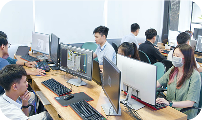 Students working on computers
