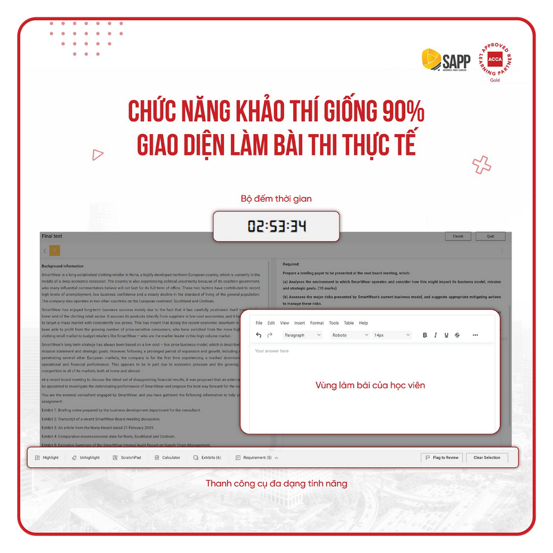 Khảo thí giống 90% giao diện thi