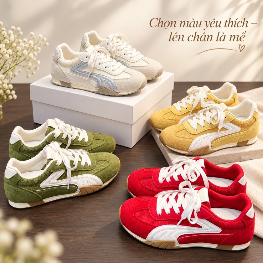 Giày thể thao nữ đế mềm 4 màu