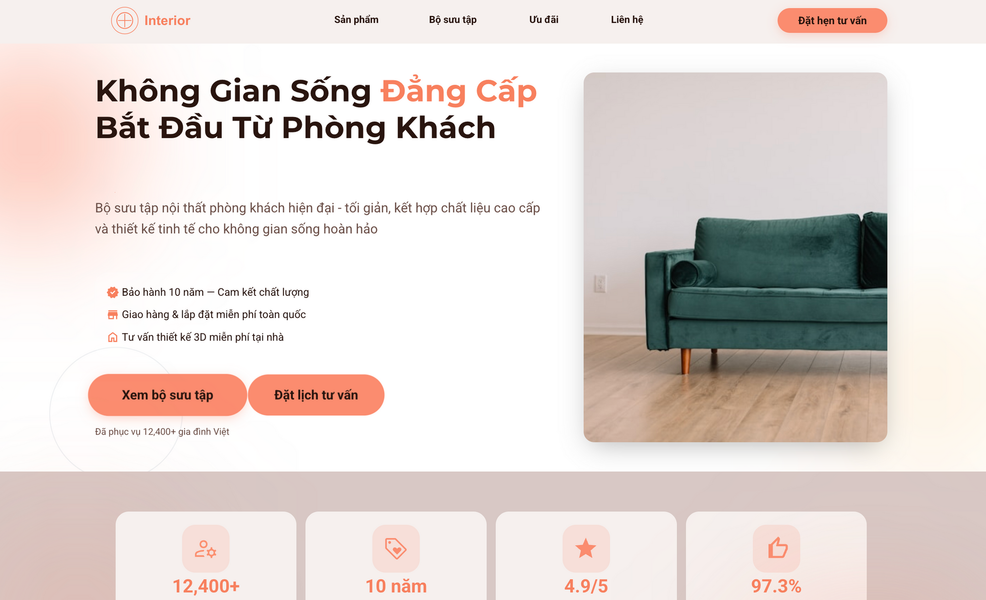 Mẫu Landing page tạo bởi AI