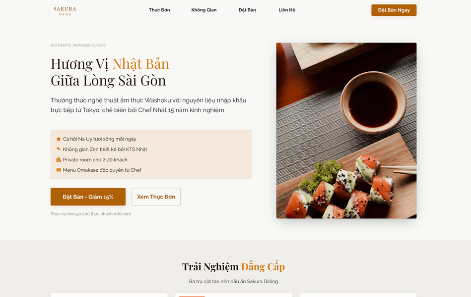 Mẫu Landing page tạo bởi AI