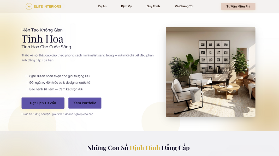 Mẫu Landing page tạo bởi AI