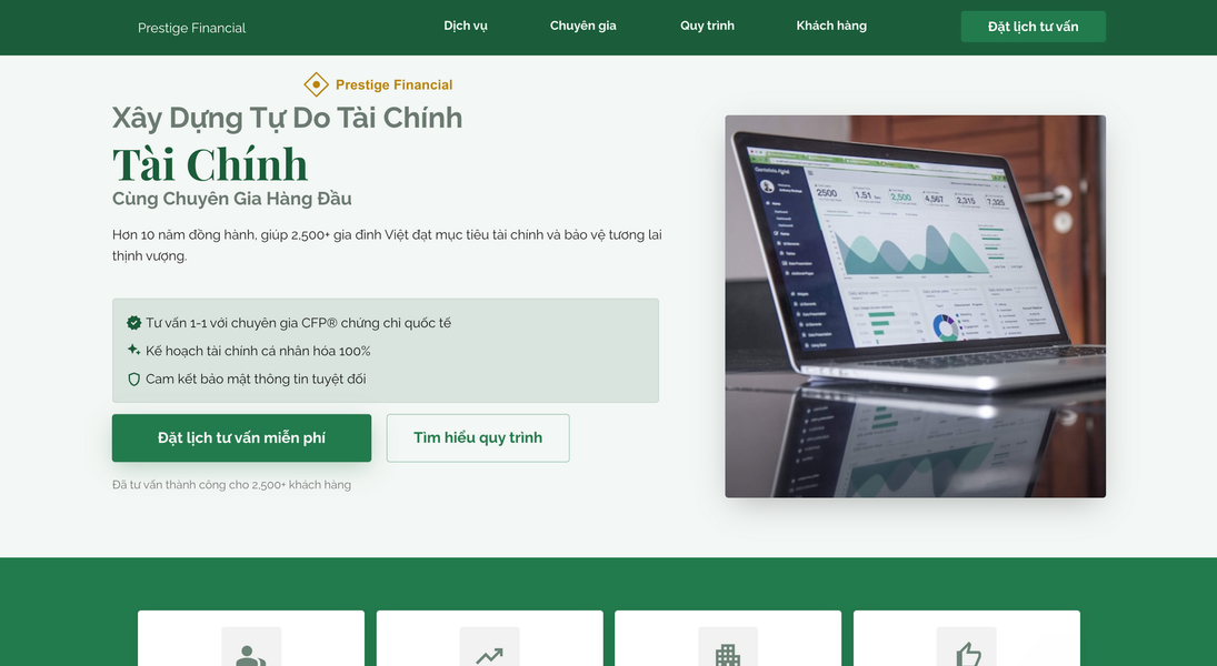 Mẫu Landing page tạo bởi AI