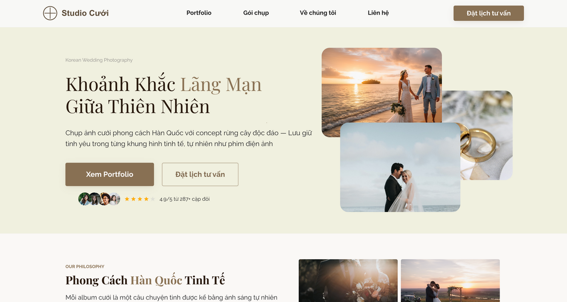 Mẫu Landing page tạo bởi AI