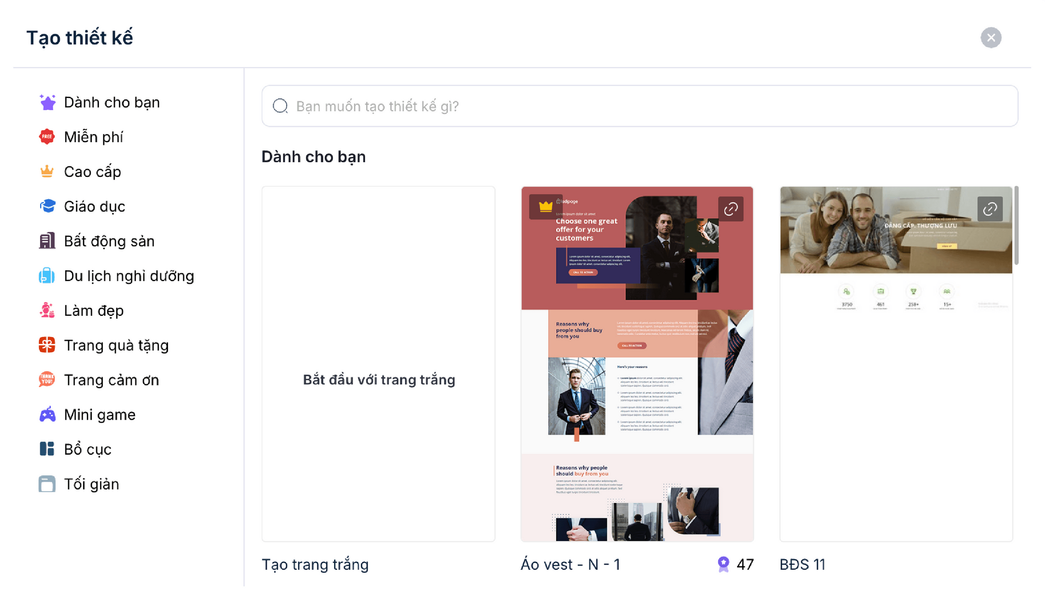 Sở hữu Landing page sau 5 phút chỉnh sửa