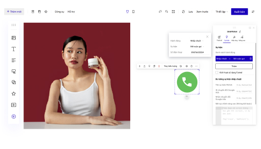 Tích hợp các Ứng dụng liên hệ đa dạng ngay trên Landing page