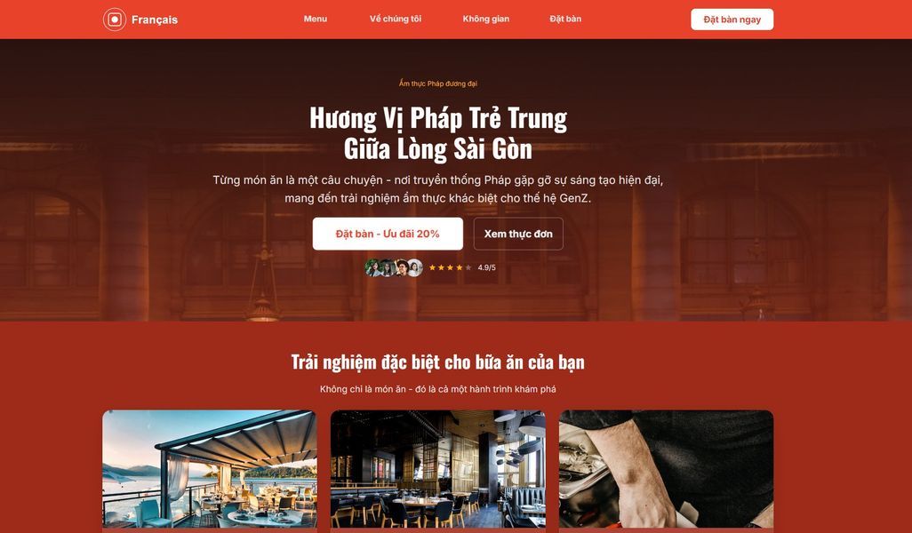 Mẫu Landing page tạo bởi AI