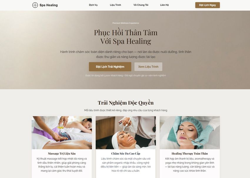 Mẫu Landing page tạo bởi AI