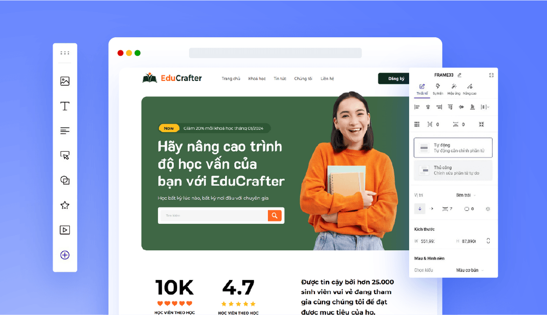 Thao tác kéo thả trực quan